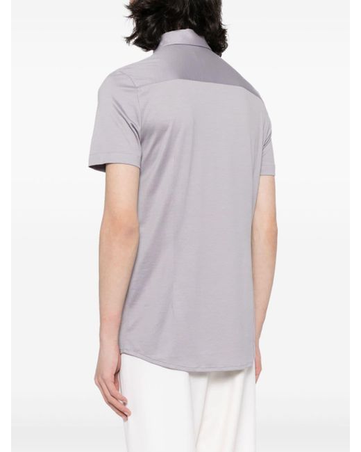 Emporio Armani Purple Short-sleeve Lyocell-cotton Shirt for men