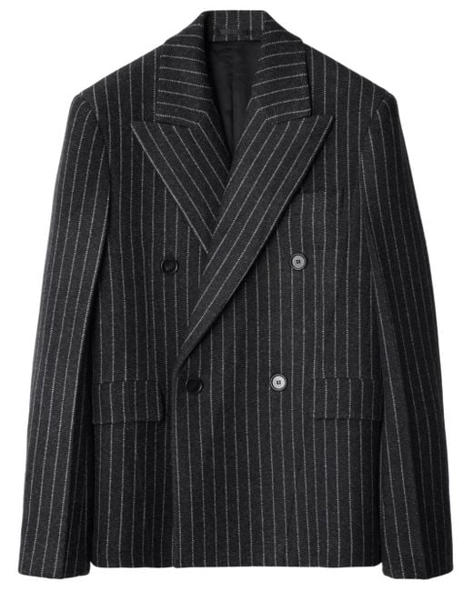 Burberry Black Pinstripe Double-Breasted Blazer for men