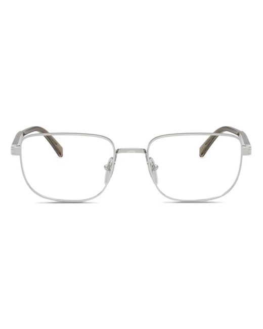 Prada Metallic Rectangle Frame Glasses for men