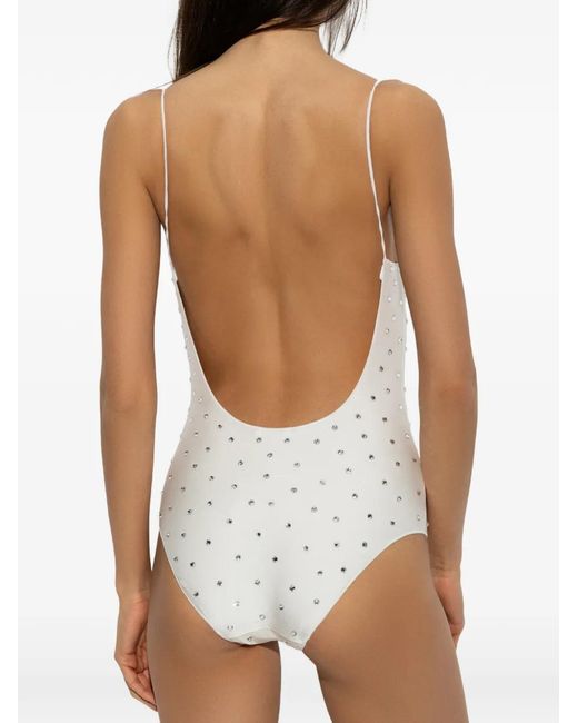 Oseree White Bridal Gem Maillot