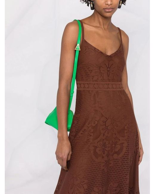 Valentino Garavani Brown Sleeveless Floral Midi Dress