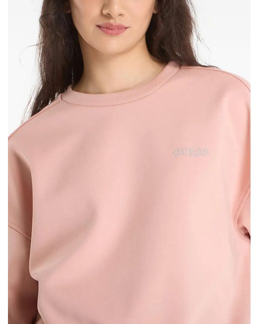 Guess Pink Logo-Studded Sweatshirt