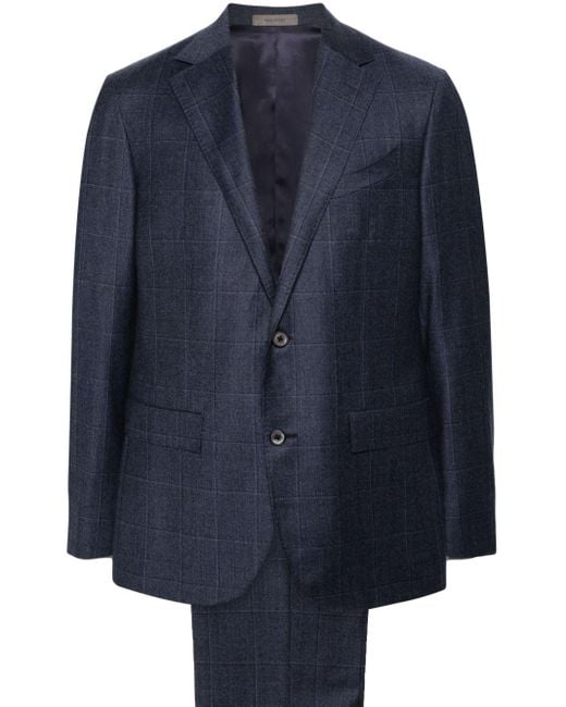 Corneliani Blue Checked Single-breasted Suit for men