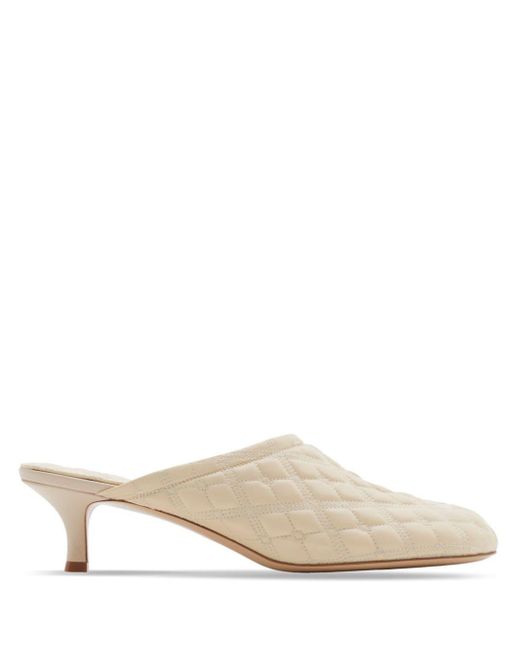 Burberry Natural Embroidered Quilted Mules