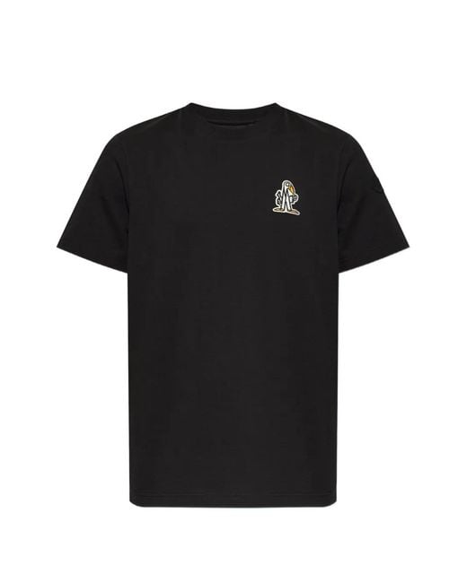 Moncler Black Logo-Patch T-Shirt for men