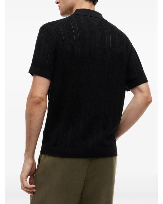 Tommy Hilfiger Black Pointelle-Knit Button-Up Sweater for men