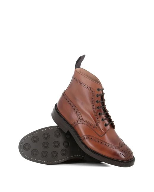 メンズ Tricker's Stow ブローグブーツ Brown
