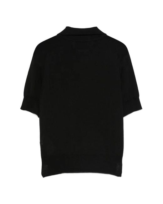 AMI Black Polo Boutonné À Poche Poitrine
