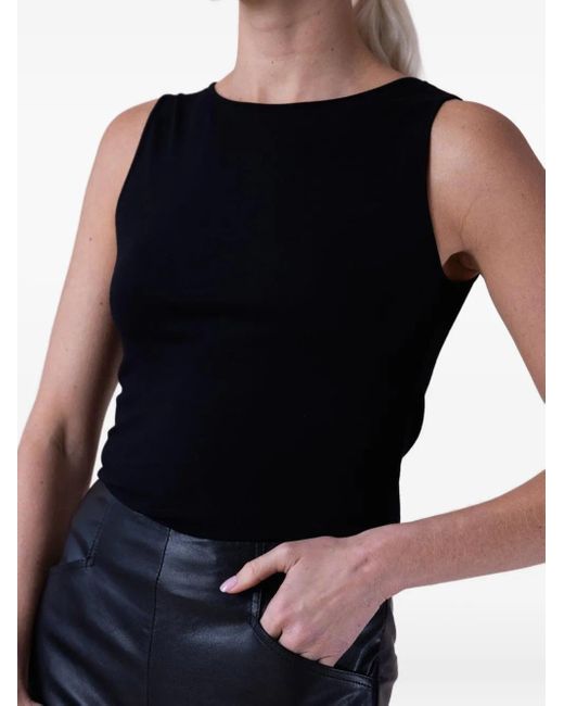 Majestic Filatures Black Crew-Neck Sleeveless Tank Top