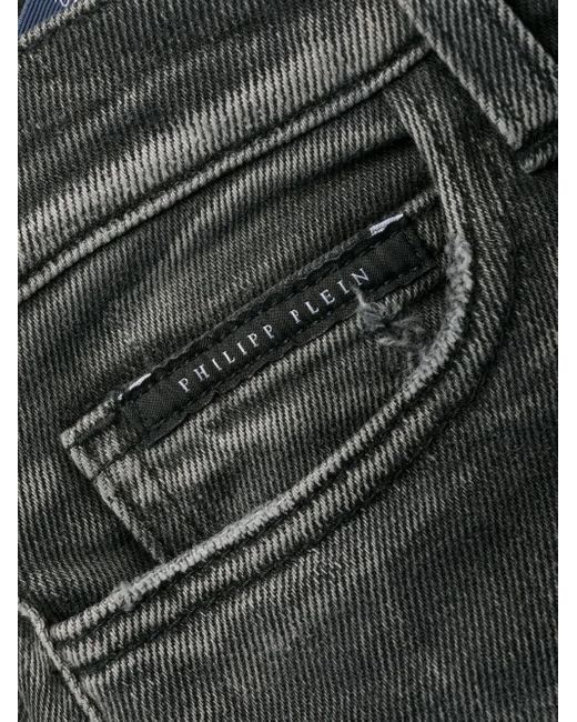 Philipp Plein Gray Logo-Plaque Denim Jeans