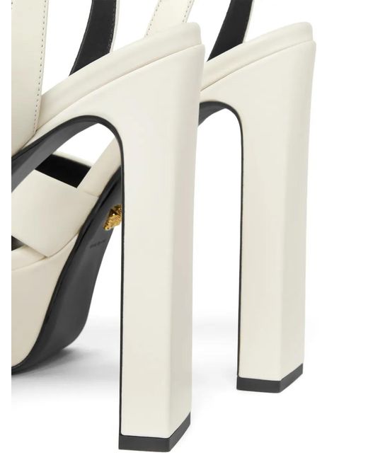 Versace White Gianni Ribbon Leather Sandals 140 Mm