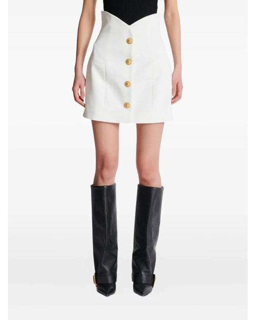 Minigonna Con Bottoni di Balmain in White