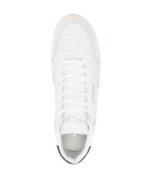 Philippe Model White Perforated Leather Low-Top Sneakers for men