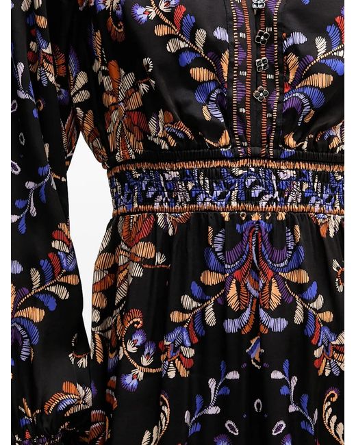 Hale Bob Black Ella Floral V-Neck Dress