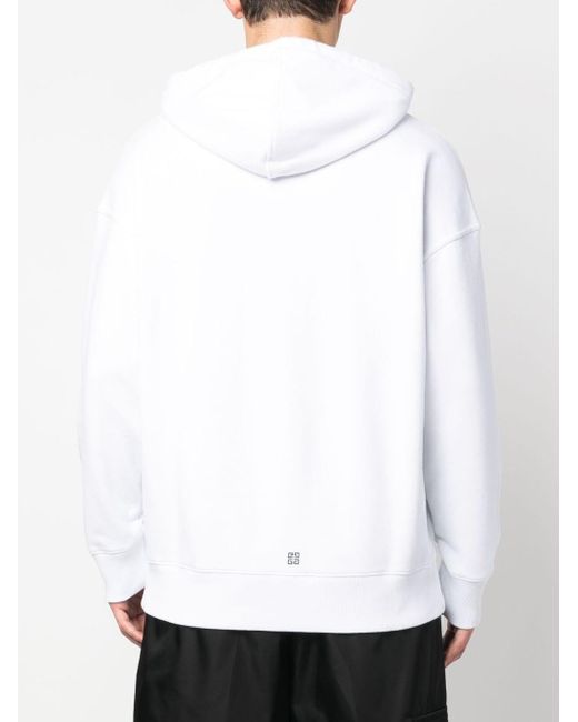 Givenchy White Logo-print Cotton Hoodie for men