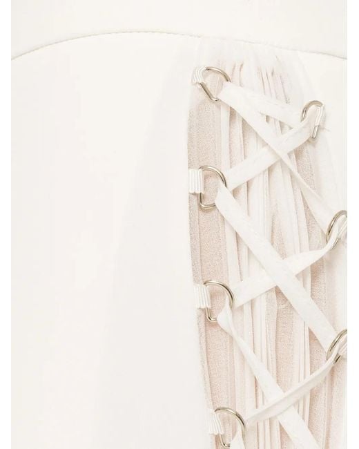 Nissa White Lace-Up Palazzo Pants