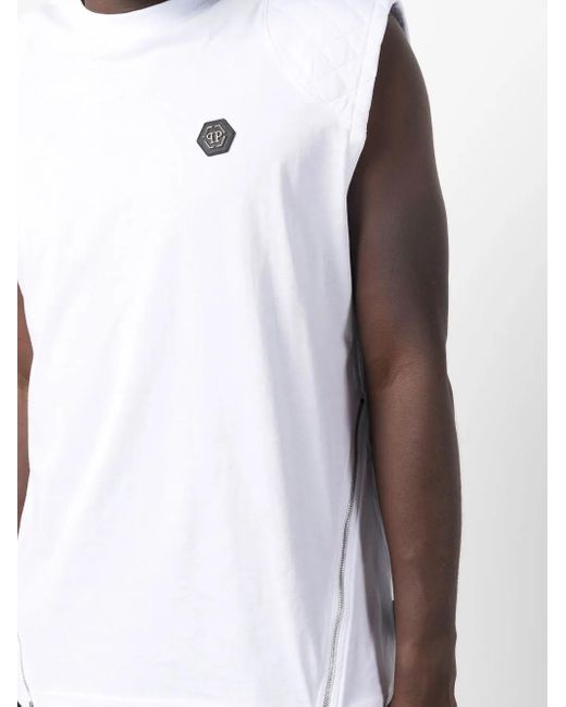 Philipp Plein White Hexagon Quilted Vest for men