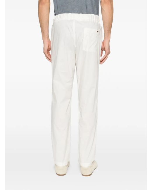 Herno White Drawstring Straight Trousers for men