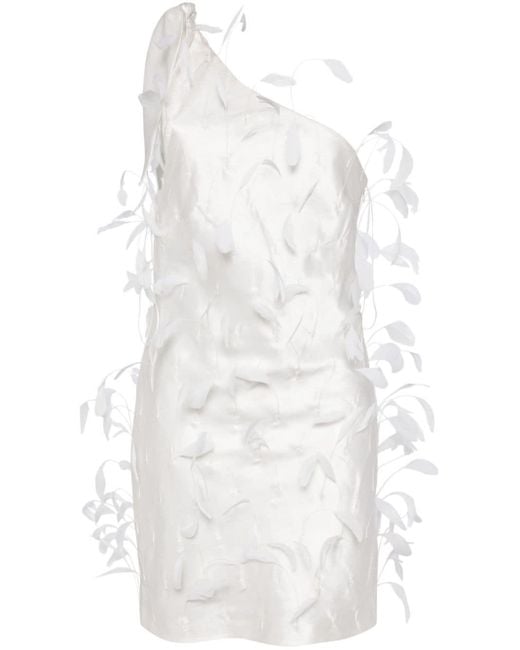 Cult Gaia White Hayes Feather-detail Minidress