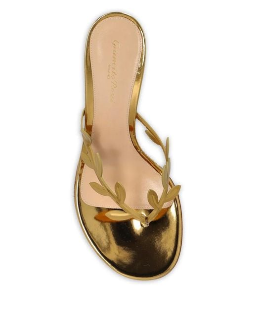 Gianvito Rossi Metallic Leaf-Motif Heeled Mules