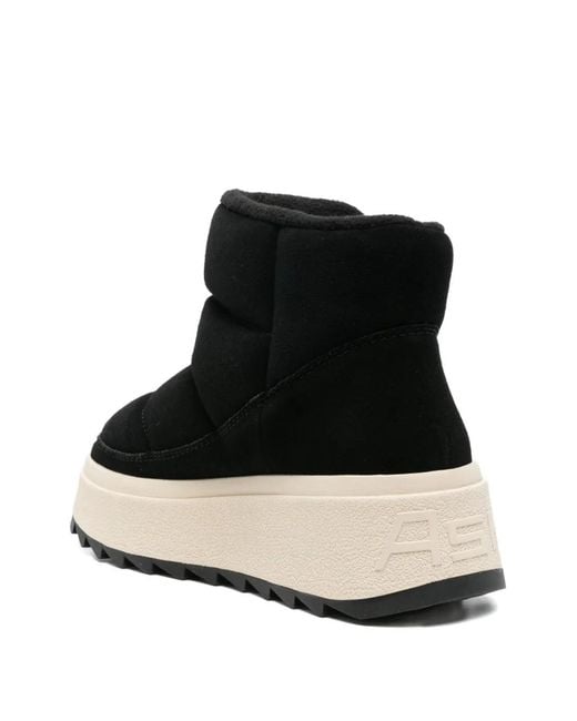 Ash Black Quilted Platform Boots