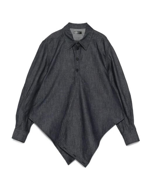 Mugler Gray Asymmetrical Button-Fastening Shirt
