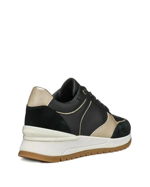 Geox Black Desya Leather-Detail Sneakers