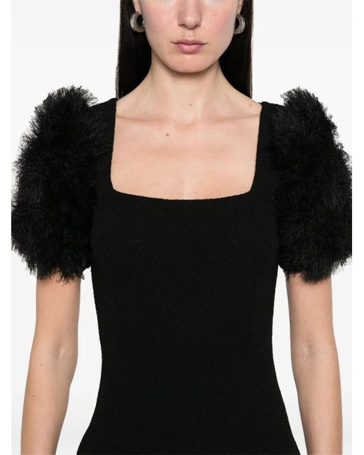 Givenchy Black Pompom Knitted Midi Dress