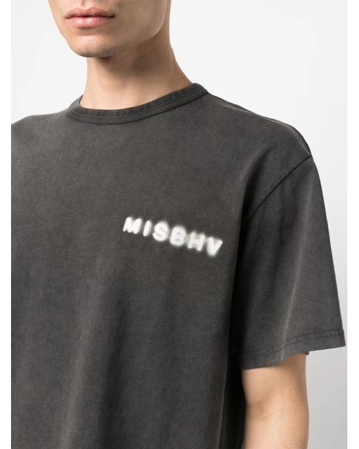 M I S B H V Black Logo-Print Cotton T-Shirt for men