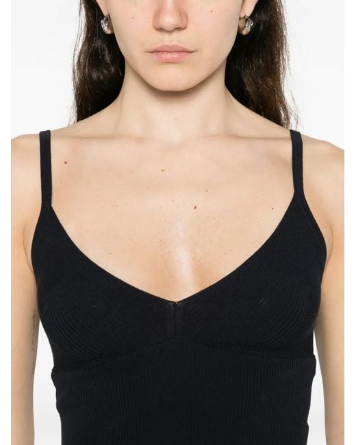 P.A.R.O.S.H. Black V-Neck Knit Top