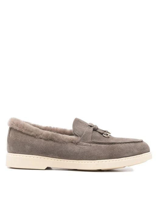 Doucal's Gray Leather Loafers