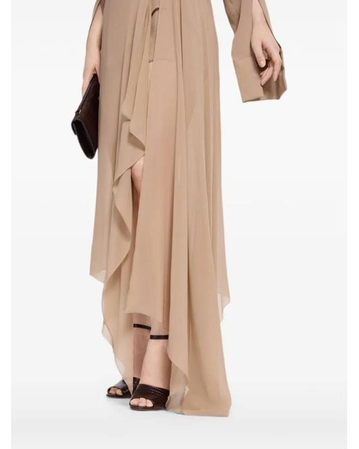 Elie Saab Natural Python-Print Draped Maxi Skirt