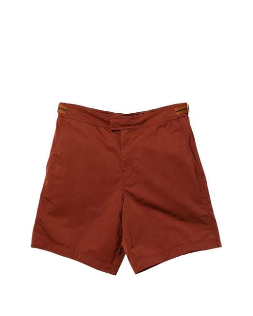 Zegna Red Buckle-Fastening Swim Shorts for men