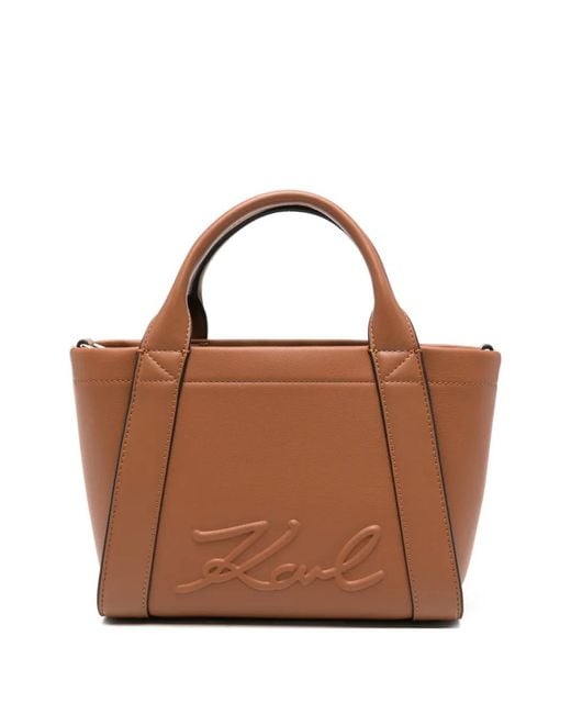 Karl Lagerfeld Brown K7Ville Embossed-Logo Tote Bag