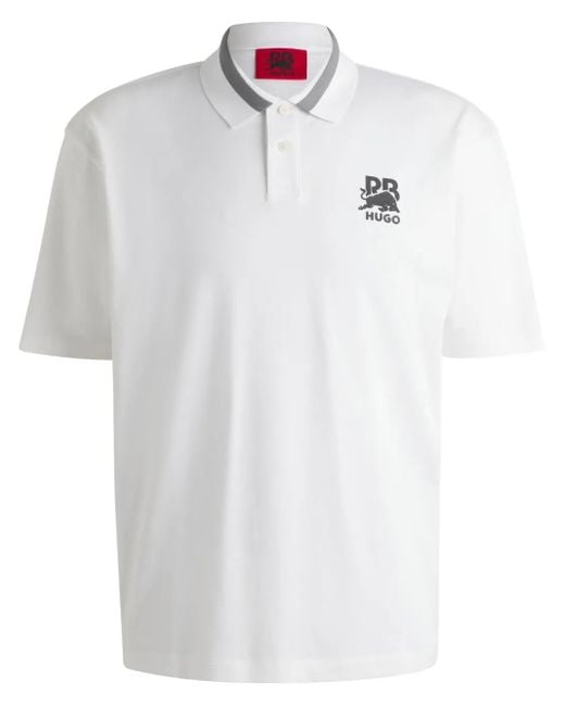 Polo con logo estampado HUGO de hombre de color White