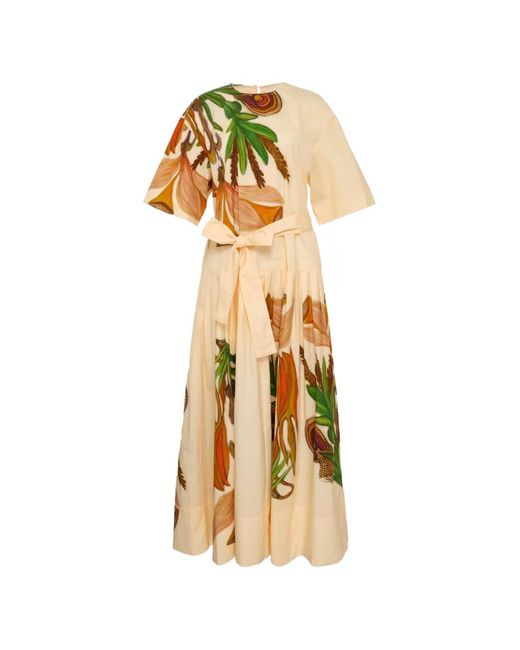 Ulla Johnson Metallic Aniline Drop-Waist Cotton Midi Dress