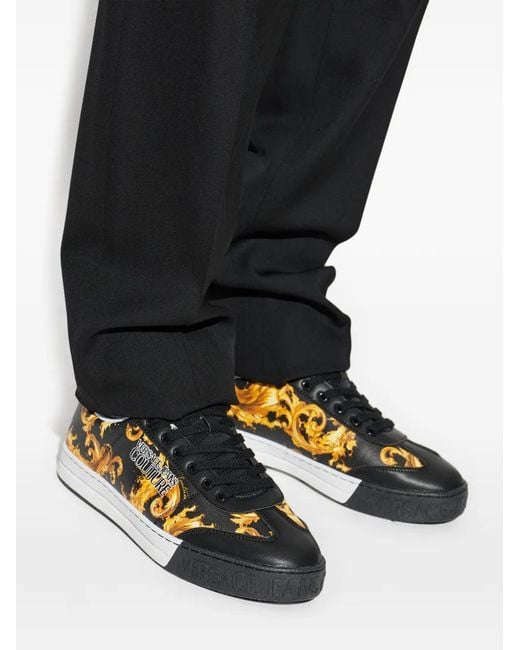Versace Jeans Couture Black Baskets À Imprimé Barocco for men