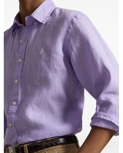 Polo Ralph Lauren Purple Embroidered-Pony Shirt for men