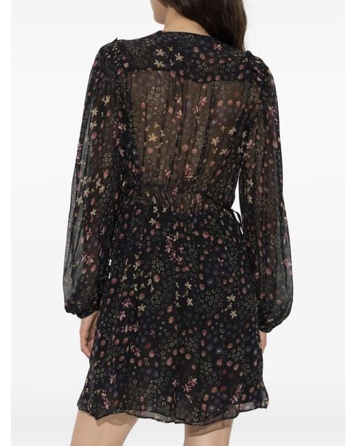 Isabel Marant Black Florel Floral-Print Mini Dress