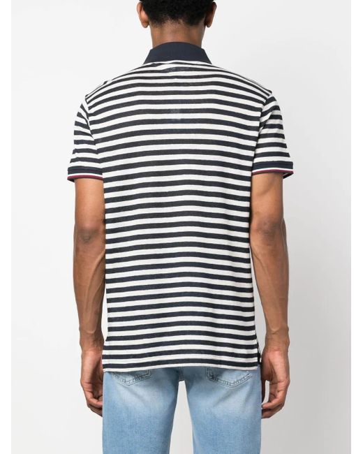 Tommy Hilfiger Blue Logo-Patch Striped Polo Shirt for men