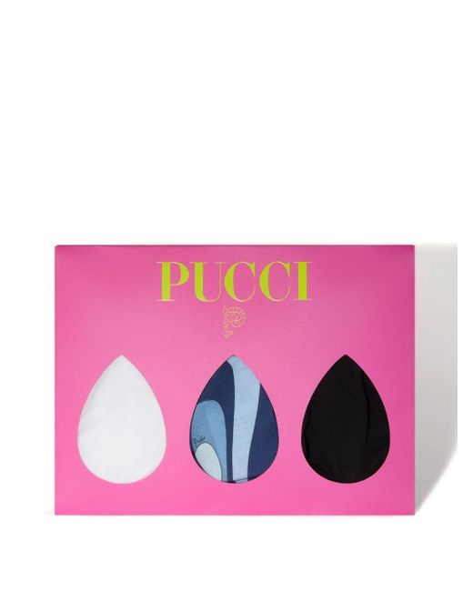 Emilio Pucci Blue 3er-Set Slips mit Logo-Print