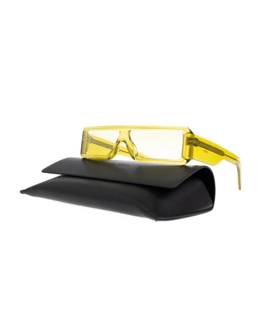 Rick Owens Yellow Rectangular-Frame Sunglasses
