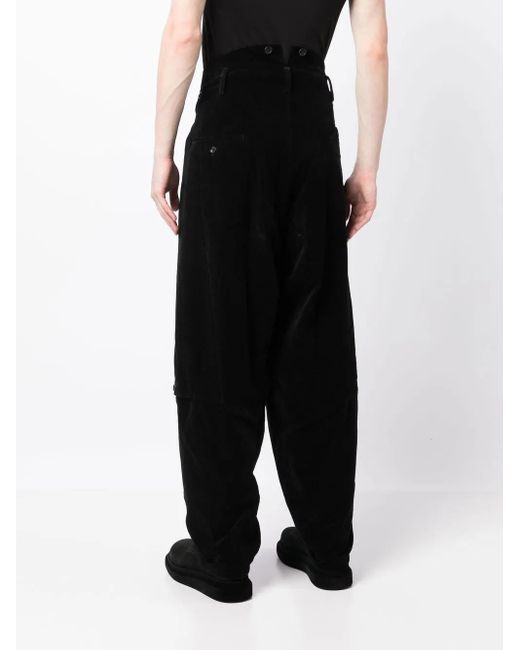 Yohji Yamamoto Blue High-Waisted Straight-Leg Trousers for men