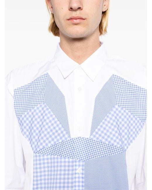 Comme des Garçons White Patchwork Gingham-Print Shirt for men