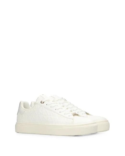 Mexx White Monogram-Embossed Platform Sneakers