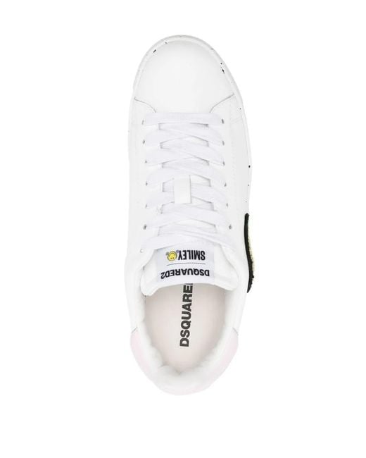 DSquared² White Patch-Detail Low-Top Sneakers