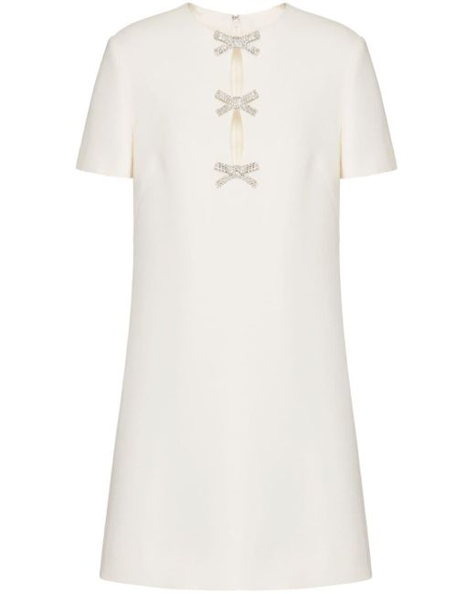 Robe courte Crepe Couture à broderies Valentino Garavani en coloris White