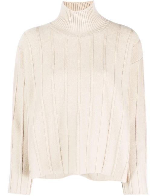 Max Mara Natural High-Neck Virgin Wool Jumper
