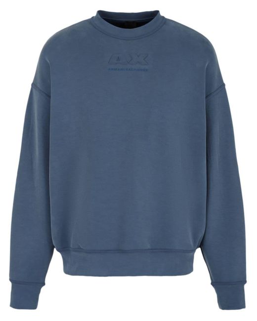 Armani Exchange Blue A | X Armani Exchange Modal Cotton Debossed Logo Pullover Crewneck Sweatshirt for men