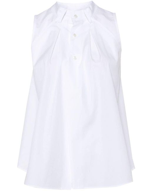 Noir Kei Ninomiya Deconstructed Halterneck Poplin Shirt White